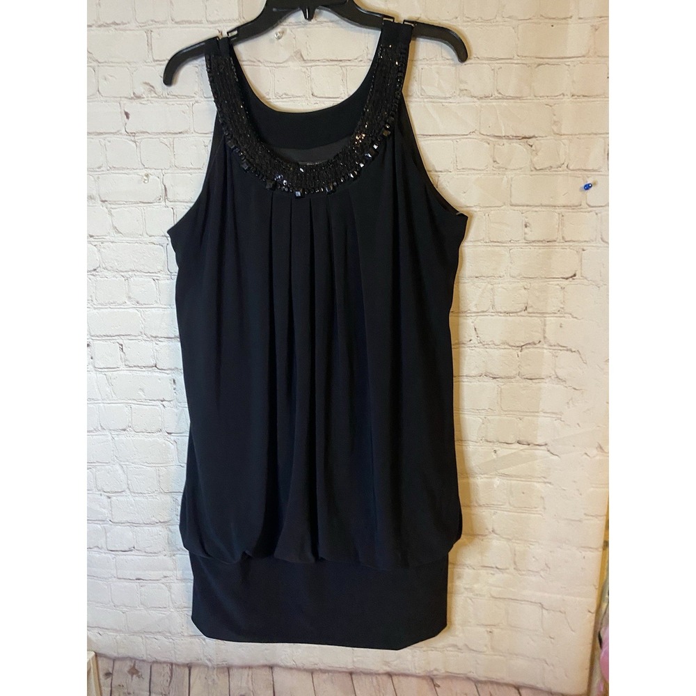 Black Formal Cocktail Embellished Blouson Dress Size 16‎